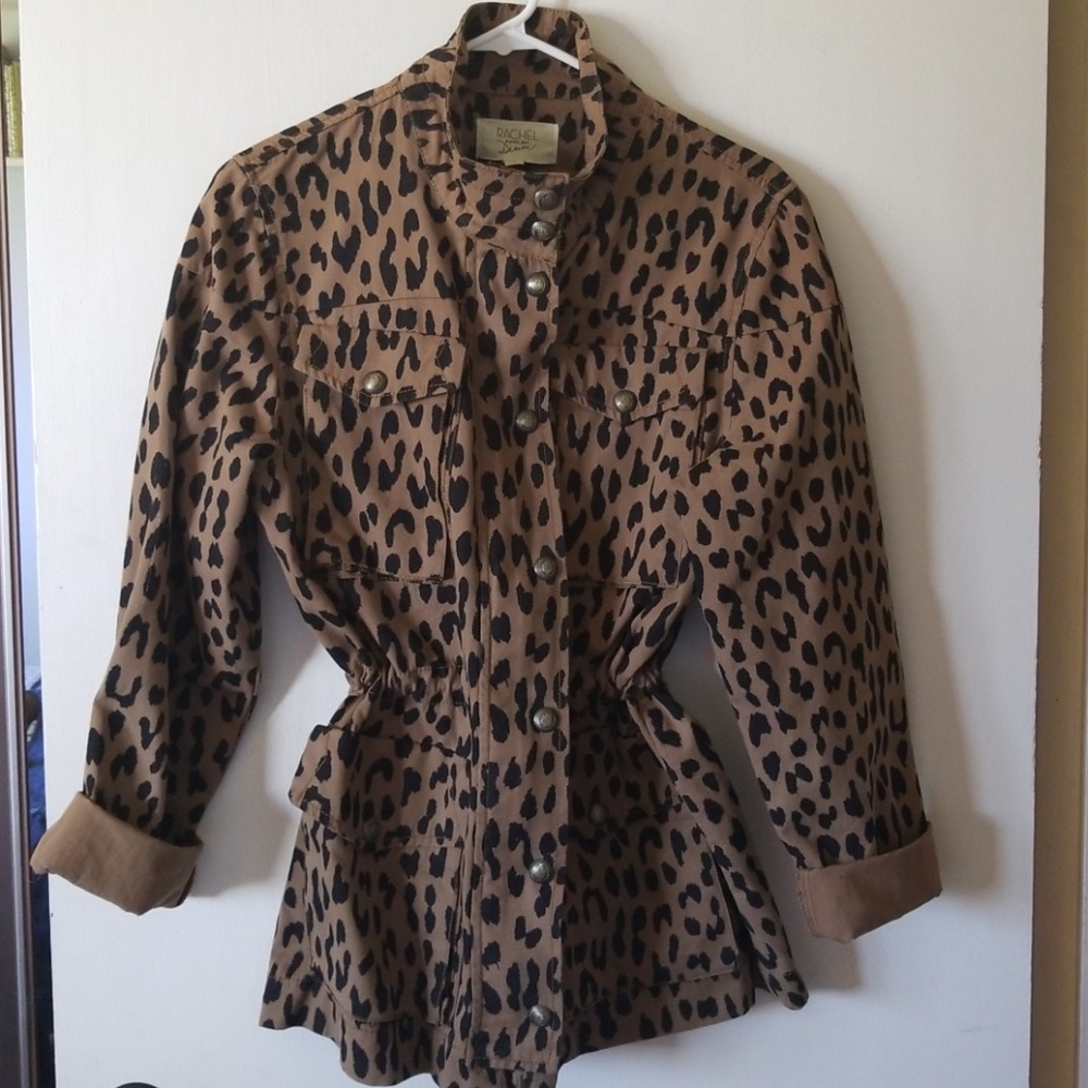 Rachel Roy Cheetah Print Denim Jacket